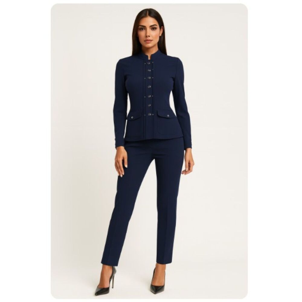 Indies Pantsuit NWT 2 Piece Navy Blue Jacket Pants Womens Size 4/6